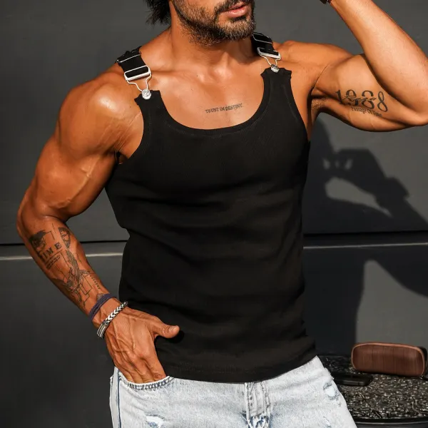 Men's Casual Slim Fit Vest Oversized Stretch Vest Fitness Daily Round Neck Detachable Camisole - Zivinfo.com 