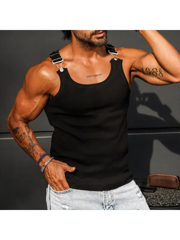 Men's Casual Slim Fit Vest Oversized Stretch Vest Fitness Daily Round Neck Detachable Camisole - Ootdmw.com 