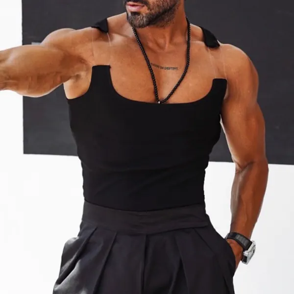 Men's Casual Slim Fit Vest Oversized Stretch Vest Fitness Daily Round Neck Camisole - Zivinfo.com 