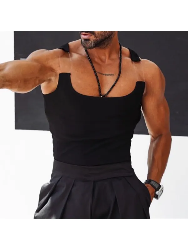 Men's Casual Slim Fit Vest Oversized Stretch Vest Fitness Daily Round Neck Camisole - Frontiercool.com 