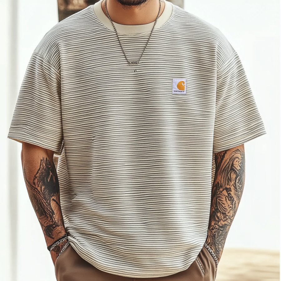 

Vintage Pinstripe Striped Short Sleeve T-Shirt For Men - Perfect For Casual Summer Outfits