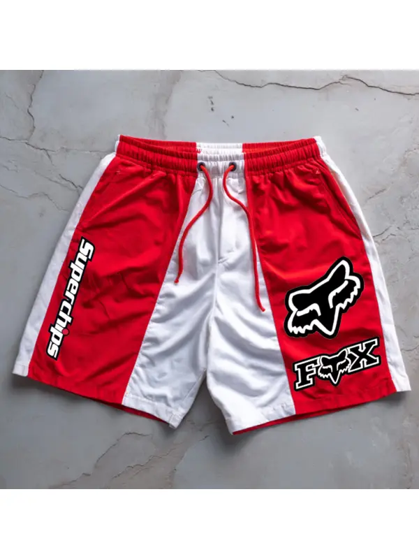Red And White Fox Logo Shorts - Ootdmw.com 