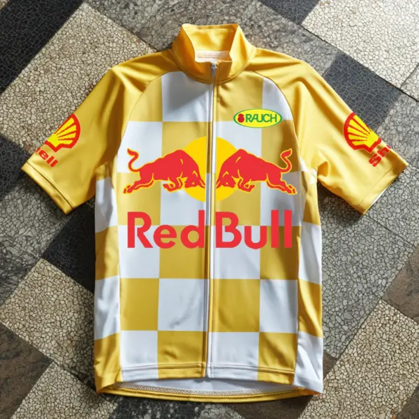Red Bull Cycling Jersey With Checkered Design - Zivinfo.com 