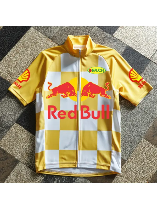 Red Bull Cycling Jersey With Checkered Design - Anrider.com 