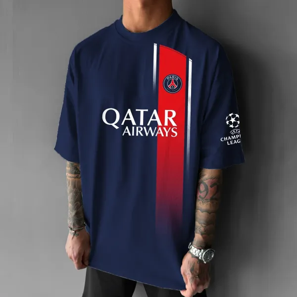 Unisex Oversized Champions League Team Casual Printed T-Shirt - Spiretime.com 