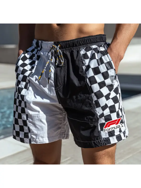 Formula 1 Checkered Flag Swim Shorts - Ootdmw.com 