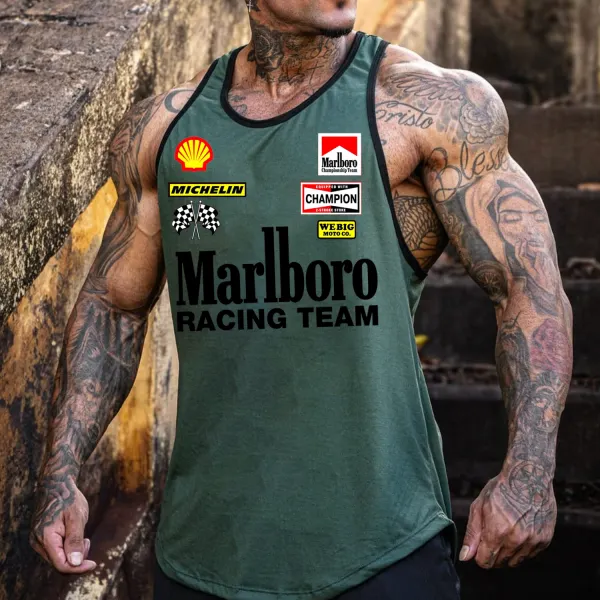 Men's Racing Print Contrast Vest - Spiretime.com 