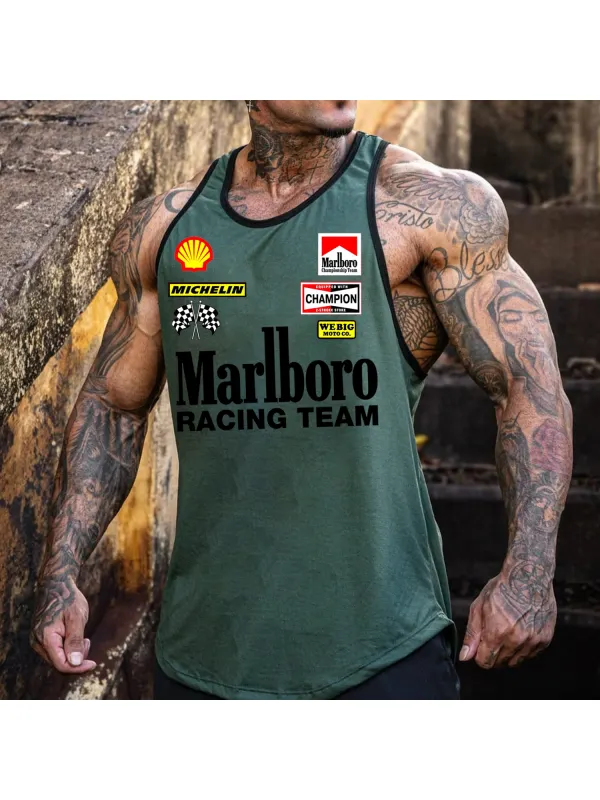 Men's Racing Print Contrast Vest - Ootdmw.com 