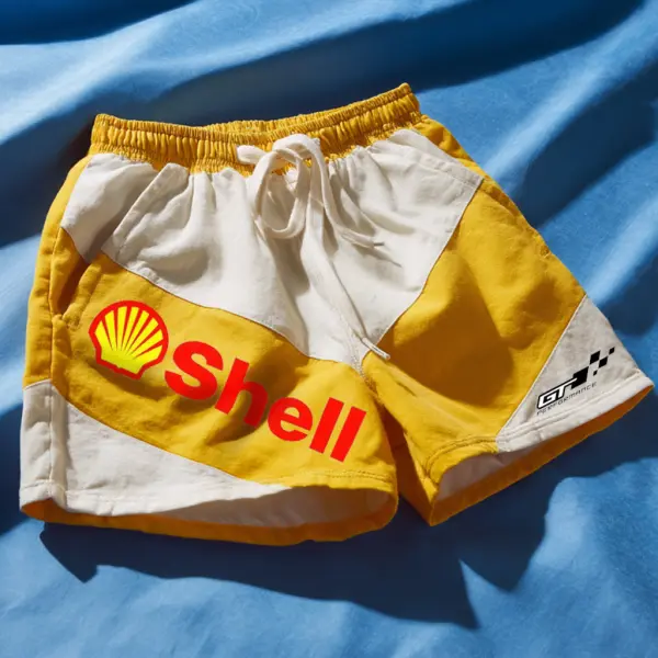Yellow And White Casual Shorts - Ootdcowboys.com 