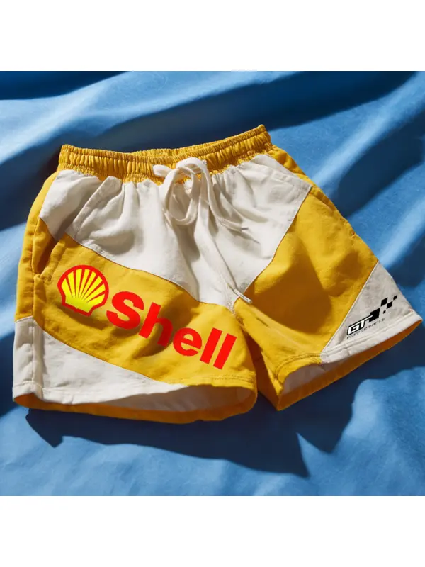 Yellow And White Casual Shorts - Ootdmw.com 