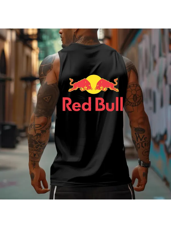 Men's Racing Logo Print Sports Tank Top - Aptkoi.com 