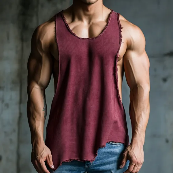 Men's Casual Round Neck Super Stretch Comfortable Breathable Vest Casual Fitness Daily Sleeveless Top - Jumbochic.com 