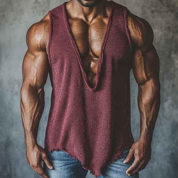 Men's Casual Deep V Neck Extra Large Stretch Comfortable Breathable Vest Casual Fitness Daily Sleeveless Top Club Top - Spiretime.com 