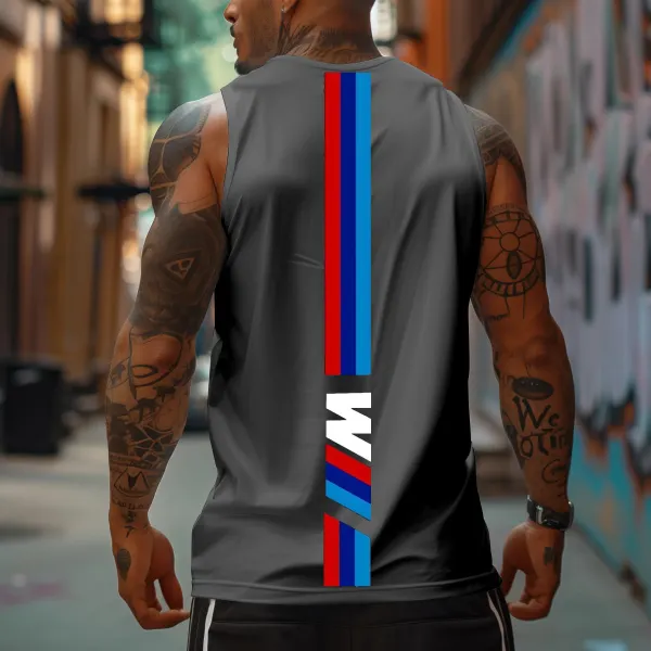 Men's Racing Logo Print Sports Tank Top - Yesunshine.com 