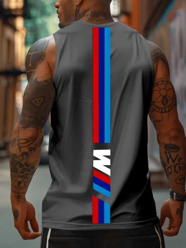 Men's Racing Logo Print Sports Tank Top - Pragmaace.com 