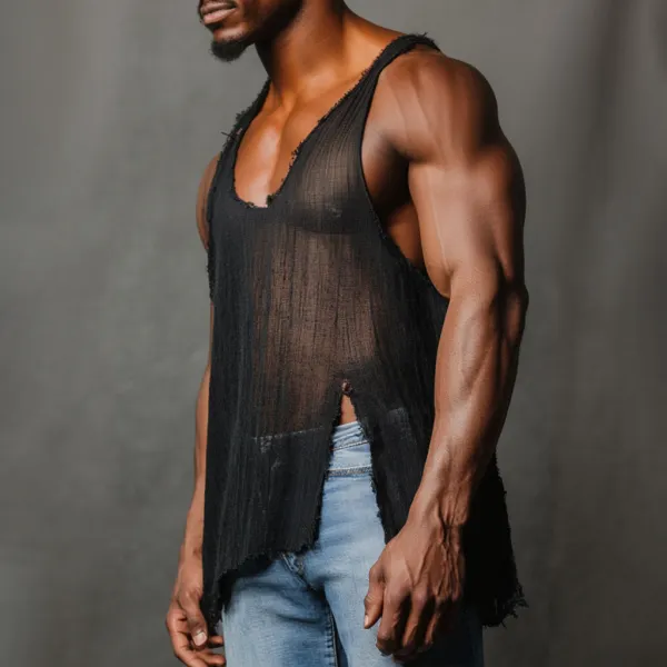 Men's Casual Deep V-neck Light Linen Comfortable Breathable Vest Casual Fitness Daily Sleeveless Vest Club Top - Villagenice.com 