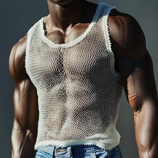 Men's Casual Deep V Neck Mesh Comfortable Breathable Vest Casual Fitness Everyday Sleeveless Tops Club Tops - Spiretime.com 