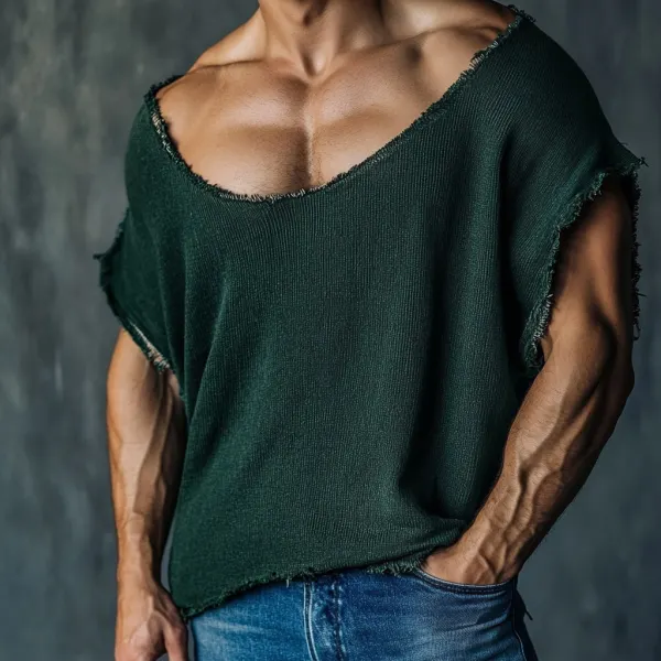 Men's Casual Oversized Collar Comfortable Breathable T-shirt Casual Fitness Daily Short-sleeved Pullover Top - Spiretime.com 