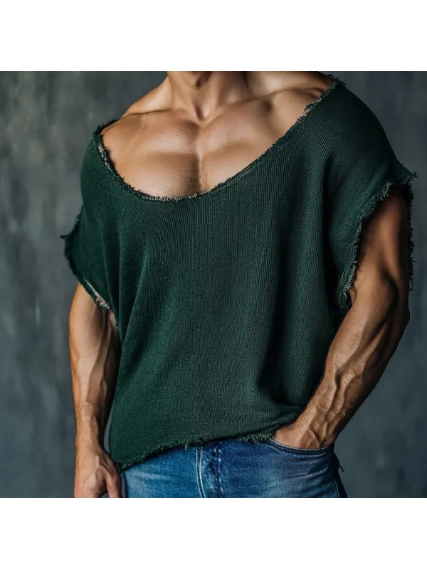 Men's Casual Oversized Collar Comfortable Breathable T-shirt Casual Fitness Daily Short-sleeved Pullover Top - Frontiercool.com 