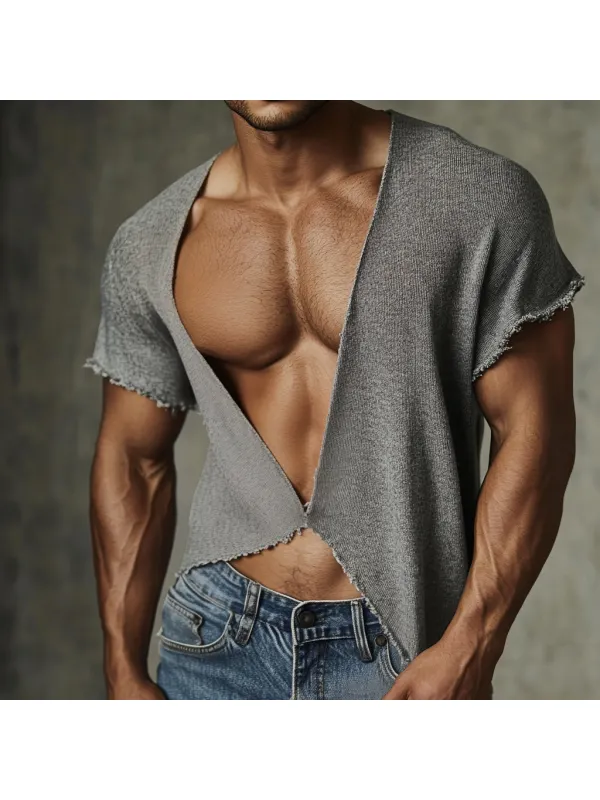 Men's Casual Oversized Comfortable Breathable T-shirt Casual Fitness Daily Short Sleeve Cardigan Top - Anrider.com 