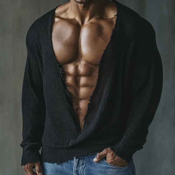 Men's Casual Oversized Collar Comfortable Breathable T-shirt Casual Fitness Daily Short-sleeved Pullover Long-sleeved T - Spiretime.com 