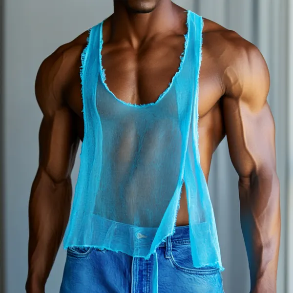 Men's Casual Super Stretch Comfortable Breathable Mesh Vest Casual Holiday Everyday Sleeveless Tops - Ootdyouth.com 
