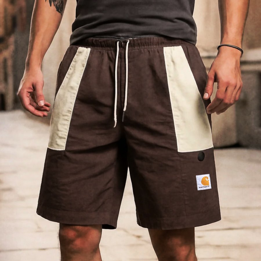 

Stylish Splicing Contrast Panel Shorts For Men - Perfect For Casual Summer Outfits