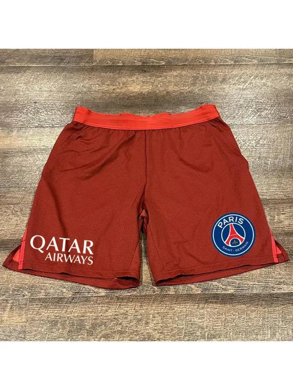 Unisex Champions League Football Team Logo Print Stretch Waist Shorts Sweatpants - Anrider.com 
