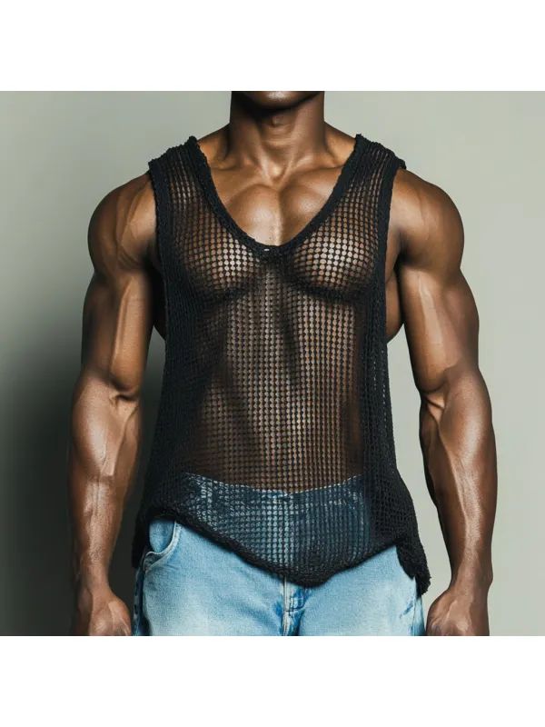Men's Casual Mesh Comfortable Breathable Vest Casual Fitness Everyday Sleeveless Tops Club Tops - Anrider.com 