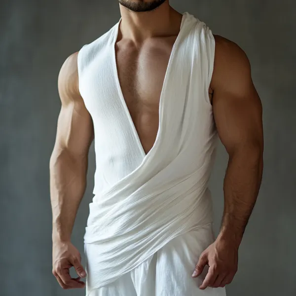 Men's Casual Deep V Neck Extra Large Stretch Comfortable Breathable Vest Casual Fitness Daily Sleeveless Top Club Top - Spiretime.com 