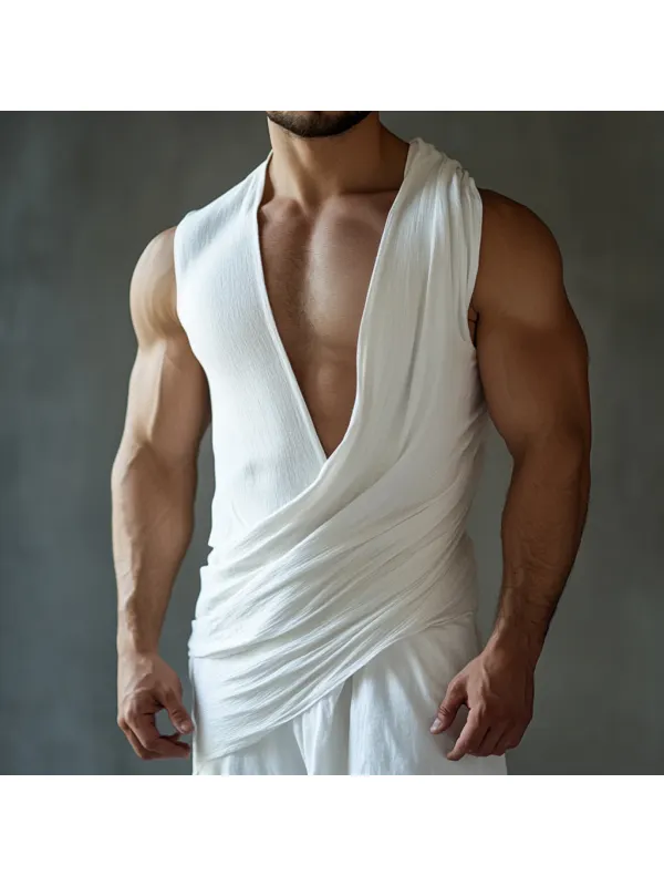 Men's Casual Deep V Neck Extra Large Stretch Comfortable Breathable Vest Casual Fitness Daily Sleeveless Top Club Top - Anrider.com 