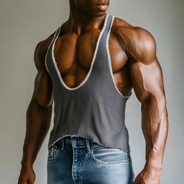 Men's Casual Deep V Neck Super Stretch Comfortable Breathable Vest Casual Fitness Slim Fit Everyday Sleeveless Tops Clu - Jumbochic.com 