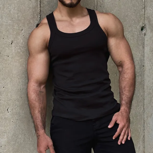 Men's Basic Solid Color Tight Vest - Ootdyouth.com 