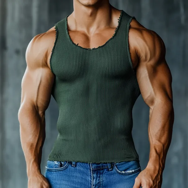 Men's Casual Round Neck Super Stretch Comfortable Breathable Vest Casual Fitness Daily Sleeveless Top - Jumbochic.com 