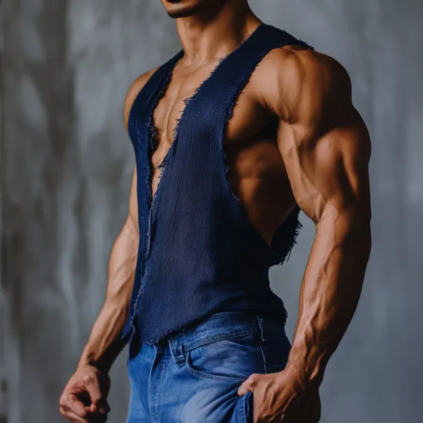 Men's Casual Deep V Neck Super Stretch Comfortable Breathable Vest Casual Fitness Daily Sleeveless Tops Club Tops - Jumbochic.com 