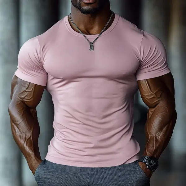 Men's Slim Fit Pink T-Shirt For Casual And Fitness Wear - Spiretime.com 