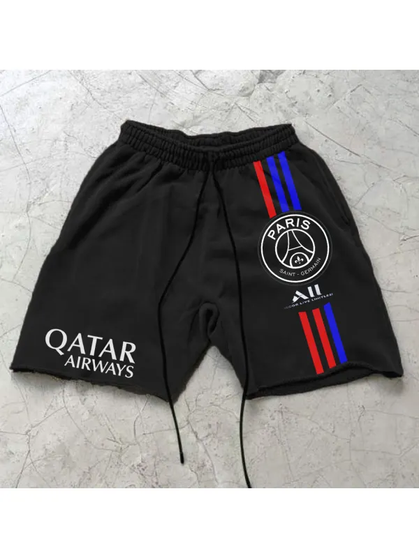 Unisex Champions League Football Team Logo Print Stretch Waist Shorts Sweatpants - Anrider.com 