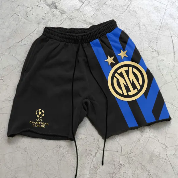 Unisex Champions League Football Team Logo Print Stretch Waist Shorts Sweatpants - Ootdyouth.com 