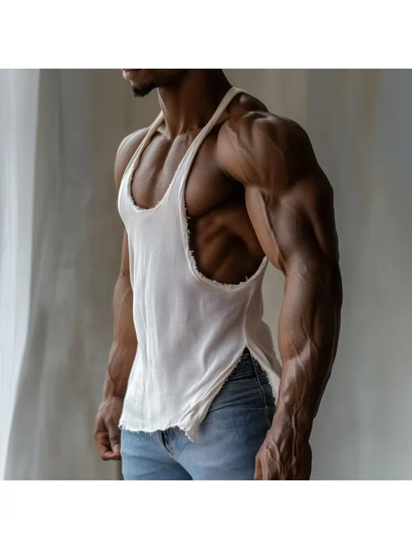 Men's Casual Round Neck Super Stretch Comfortable Breathable Vest Casual Fitness Daily Sleeveless Top - Ootdmw.com 