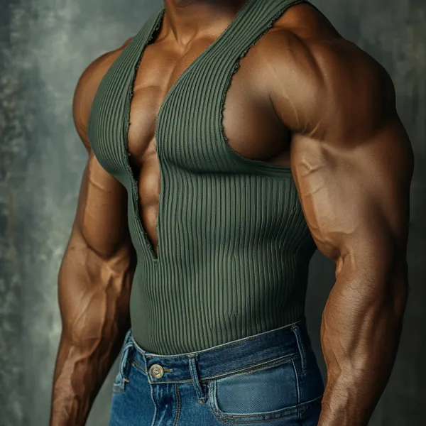 Men's Casual Deep V Neck Super Stretch Comfortable Breathable Vest Casual Fitness Slim Fit Everyday Sleeveless Tops Clu - Villagenice.com 