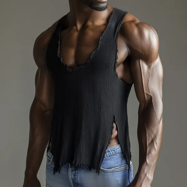Men's Casual Round Neck Super Stretch Comfortable Breathable Vest Casual Fitness Daily Sleeveless Top - Jumbochic.com 