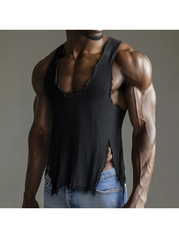 Men's Casual Round Neck Super Stretch Comfortable Breathable Vest Casual Fitness Daily Sleeveless Top - Ootdmw.com 