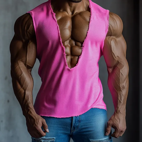 Men's Casual Deep V-neck Super Stretch Comfortable Breathable Vest Casual Fitness Daily Sleeveless Top - Villagenice.com 