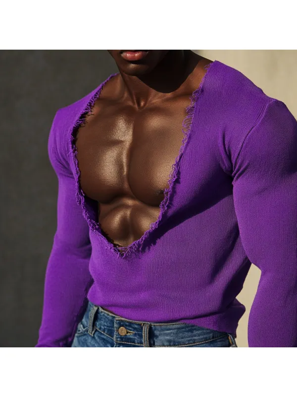 Men's Casual Oversized Collar Comfortable Breathable T-shirt Casual Fitness Daily Short-sleeved Pullover Long-sleeved T - Anrider.com 