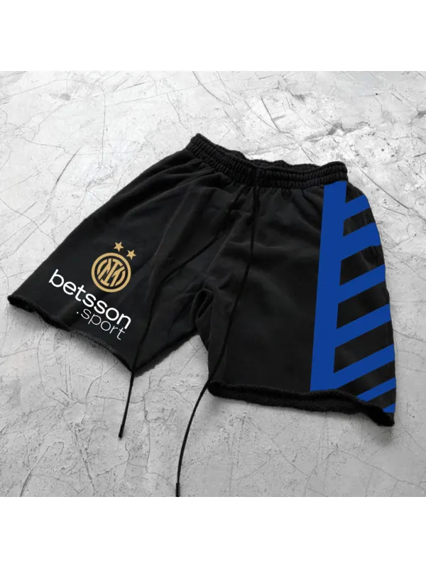 Unisex Champions League Football Team Logo Print Stretch Waist Shorts Sweatpants - Anrider.com 