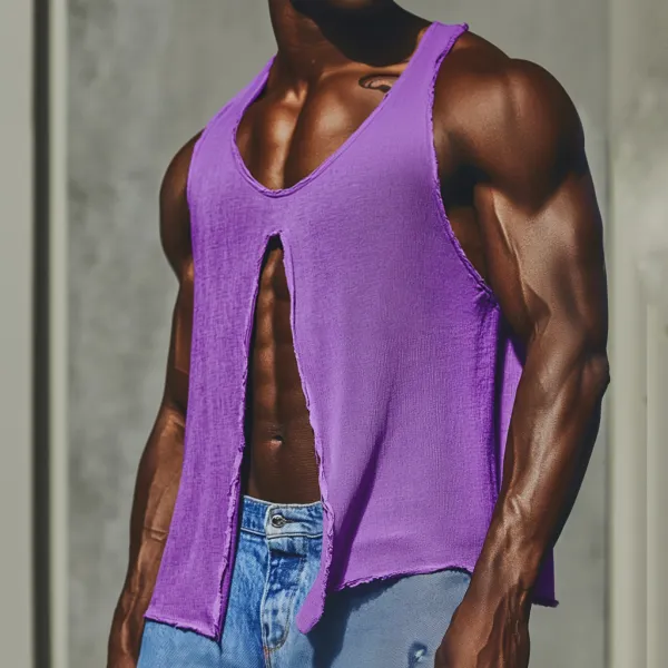 Men's Casual Deep V Neck Super Stretch Comfortable Breathable Vest Casual Fitness Daily Sleeveless Tops Club Tops - Jumbochic.com 