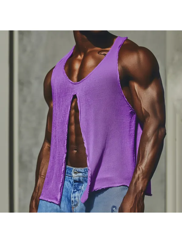 Men's Casual Deep V Neck Super Stretch Comfortable Breathable Vest Casual Fitness Daily Sleeveless Tops Club Tops - Ootdmw.com 