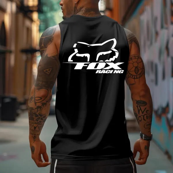Men's Racing Logo Print Sports Tank Top - Yesunshine.com 