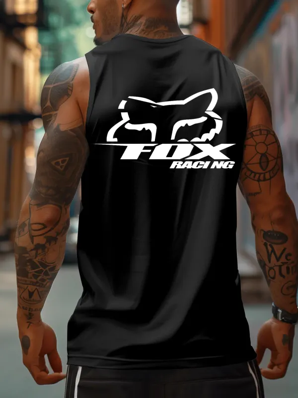 Men's Racing Logo Print Sports Tank Top - Pragmaace.com 