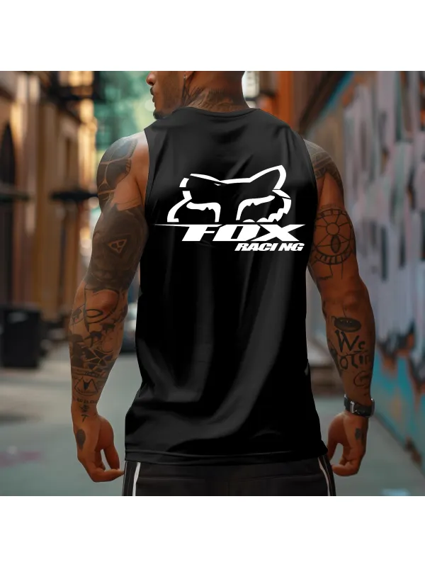 Men's Racing Logo Print Sports Tank Top - Aptkoi.com 